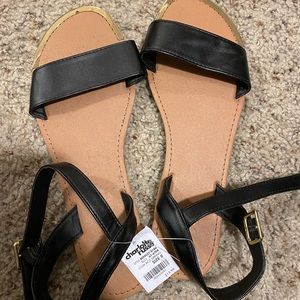 Two strap sandals with gold trim